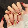 Press On Nails Long Stiletto Glitter Fake Nails Press Ons with 3D Design Reusable Acrylic False Nail Full Cover Glue On Nail Stick On Nail for Women