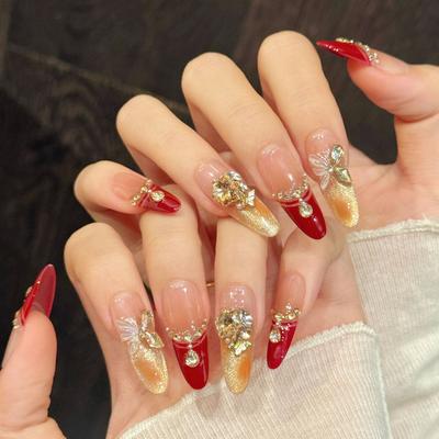 Unghii Presate Lungi Stiletto Sclipici Unghii False Presate cu Design 3D Refolosibile Acrilice Unghii False Acoperire Completă Unghii cu Lipici Unghii Autocolante pentru Femei