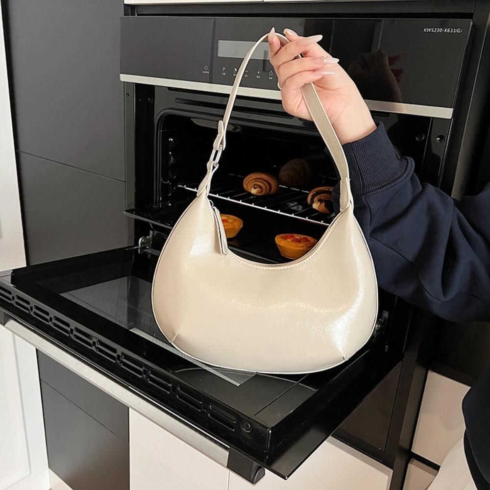 

Solid Color Moon Underarm Bag Candy Color Women s Hobo Bag Elegant Pu Leather Shoulder Bag Outdoor зелений