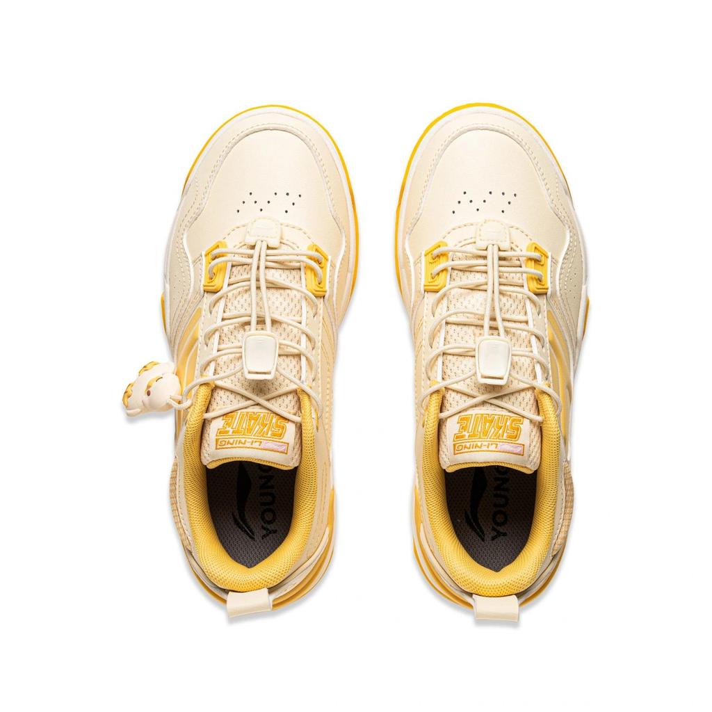 Li Ning Kids Skate 80S Sports Lifestyle Comfortable Soft Lightweight Support Low Top Casual Shoes Kids Casual Shoes Milk-Yellow YKCU124-16