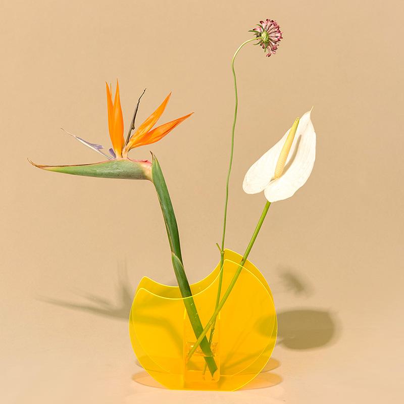 Ins-Stil Acrylvase Kreative Kunst Wellige Blume Hydroponische Blumenanordnung Tischdekoration Transparente Vase