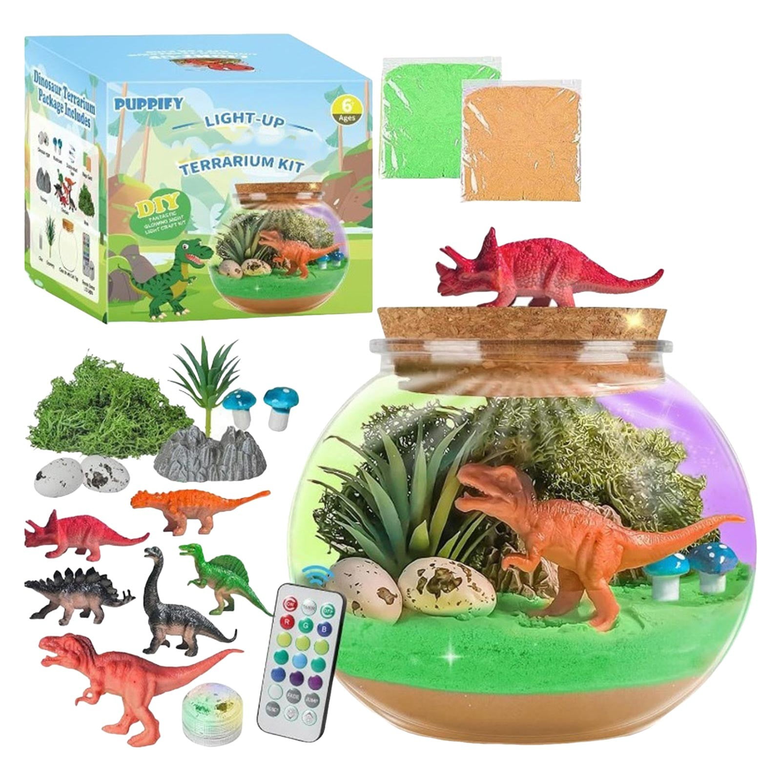 Light Up Terrarium Kit Science Learning Kit with Remote Control Creative Educational Toy Multi-Function DIY for Kids Ages 5-12