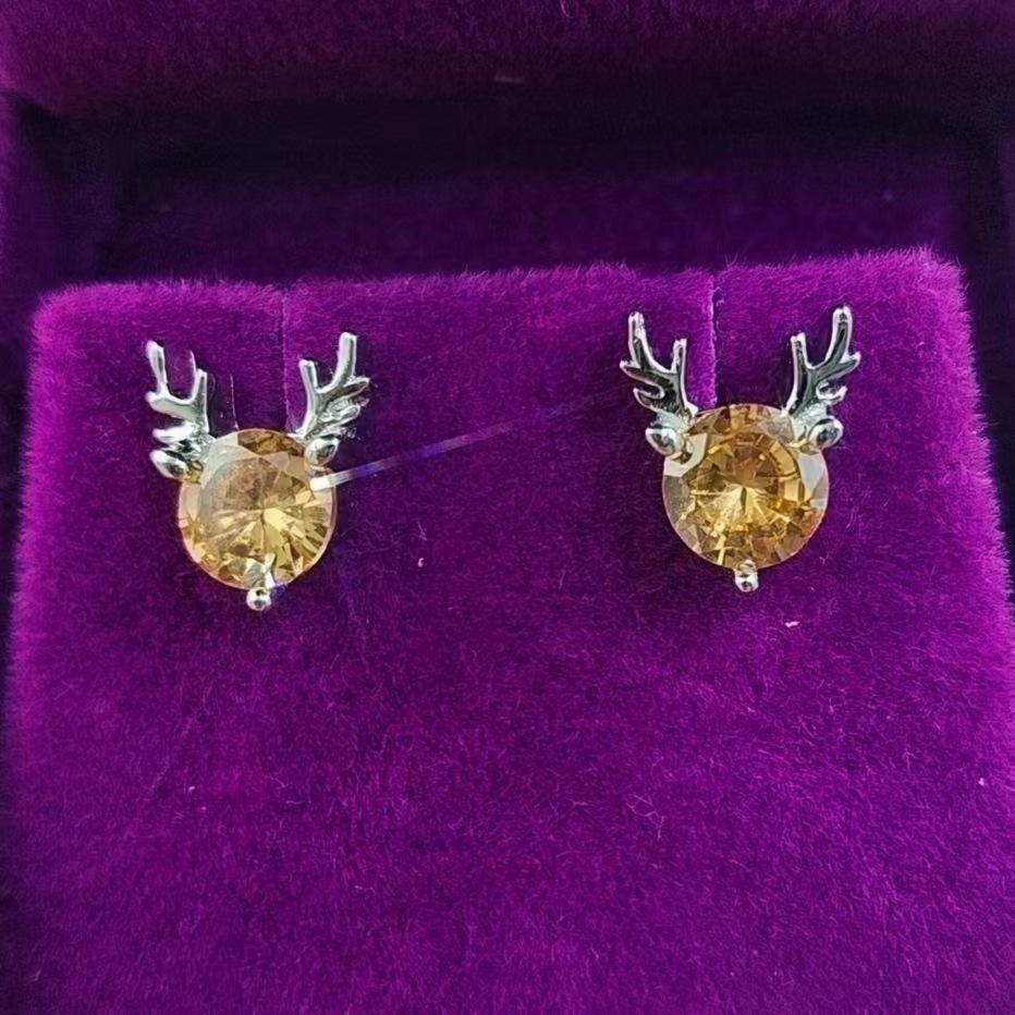 

Ювелирные изделия Имитация Серьги-пусеты с цирконом в один карат Женские Универсальные Любовь Квадратная сумка Круглая сумка Серьги Серьги Copper Gold Plated