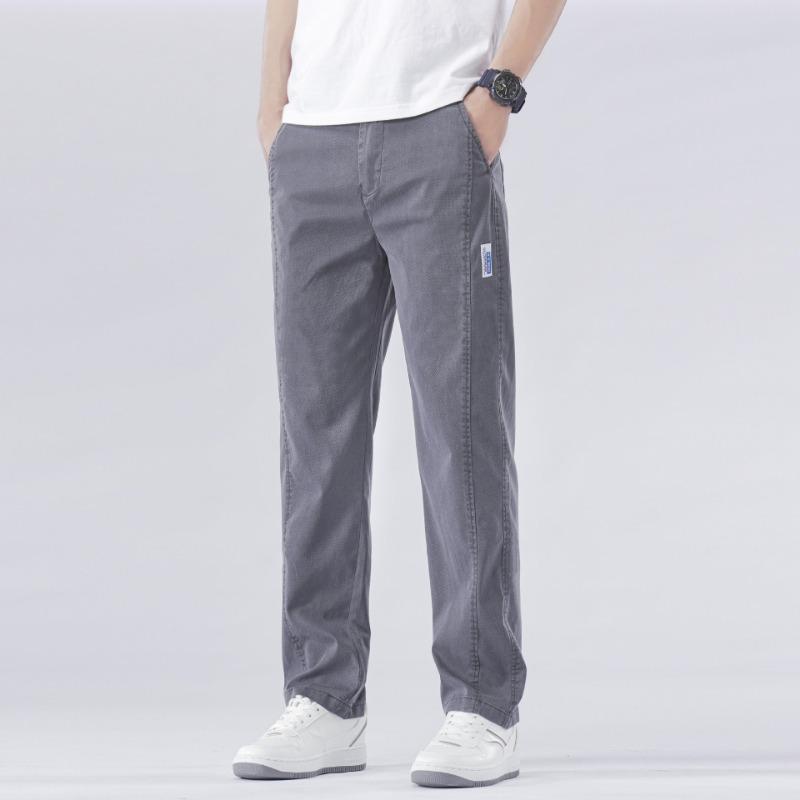 Spring and summer new Tencel slick casual pants men's loose straight wide-leg business men's trousers