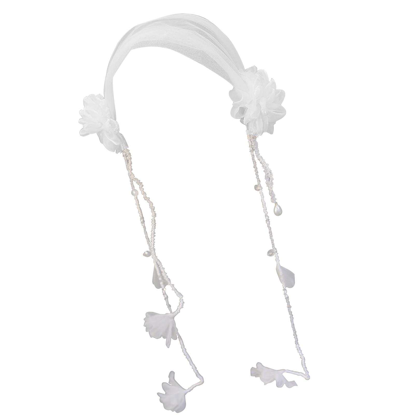 

Eye Catching Floral Headpiece For Bride Adjustable Hairpieces Party Headwear Wedding Hair Accessory for Women 1 белый