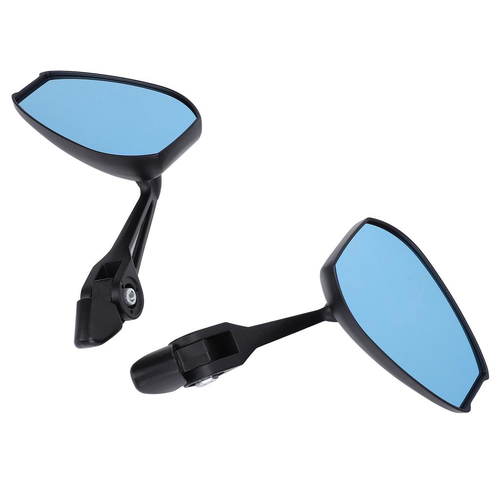 Motorcycle Bar End Mirrors Aluminium Alloy Blue Lenses 360 Degree Adjustable Anti Glare Rearview