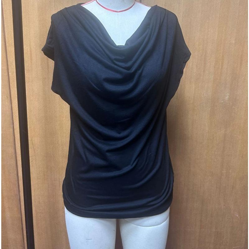 Summer New Women's Short-sleeved T-shirt Fashionable and Versatile Swing Collar Pullover Top