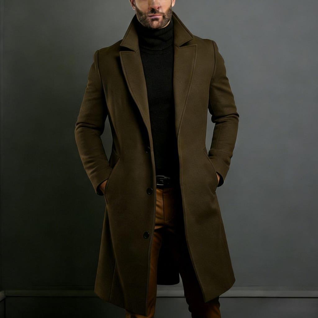 Multi-Color Wool Mid-Length Windbreaker Coat for Men – Available in Various Sizes