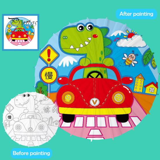 27/41CM DIY Hand-Painting Paper Umbrella Chinese Style Decorative Oil-paper Umbrella with Wooden Handle Kids Coloring Oriental Umbrella Crafts