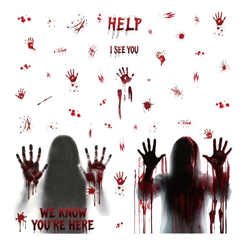 2Pcs Halloween Ghost Static Window Stickers, Male & Female Ghost Glass Decals for Shop Window Scene Layout