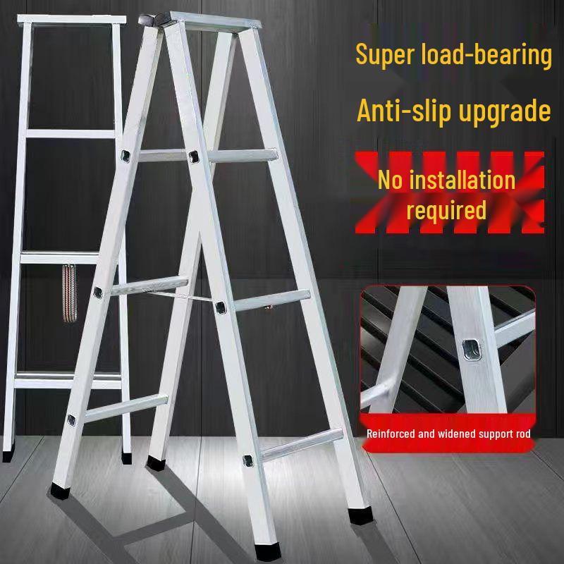Non-Slip Herringbone Engineering Ladder, Reinforced Iron Square Tube with Galvanized Pipe, Thickened for Household Use
