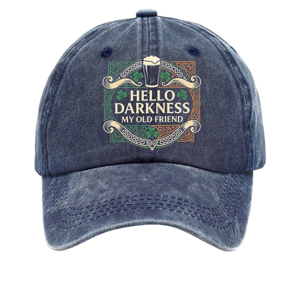 Washed cotton baseball cap with printed distressed soft top denim hat, vintage hat