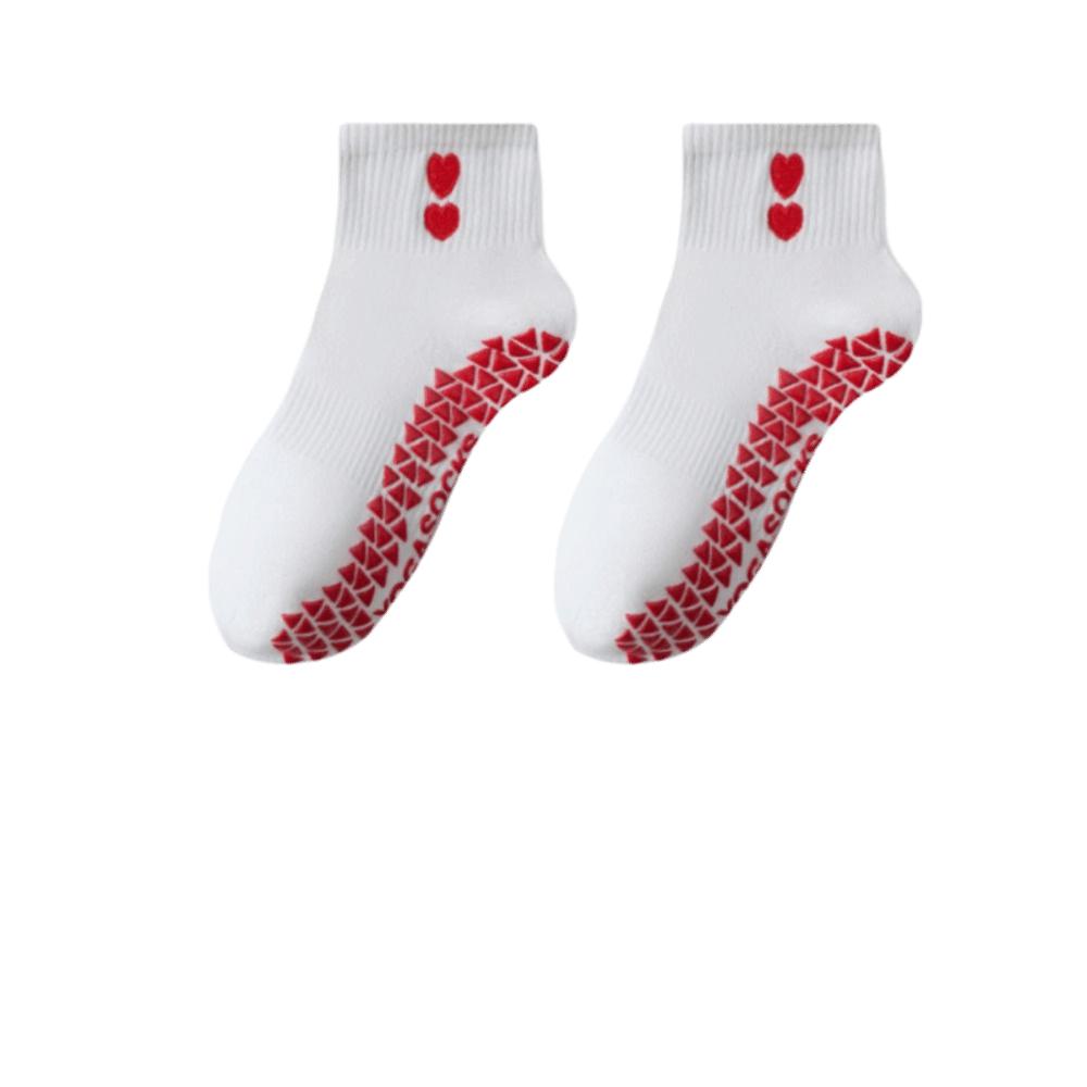 New Cotton Pilates Socks Breathable Sweat-absorbent Heart Embroidery Socks Casual Non-Slip Grip Mid Tube Socks