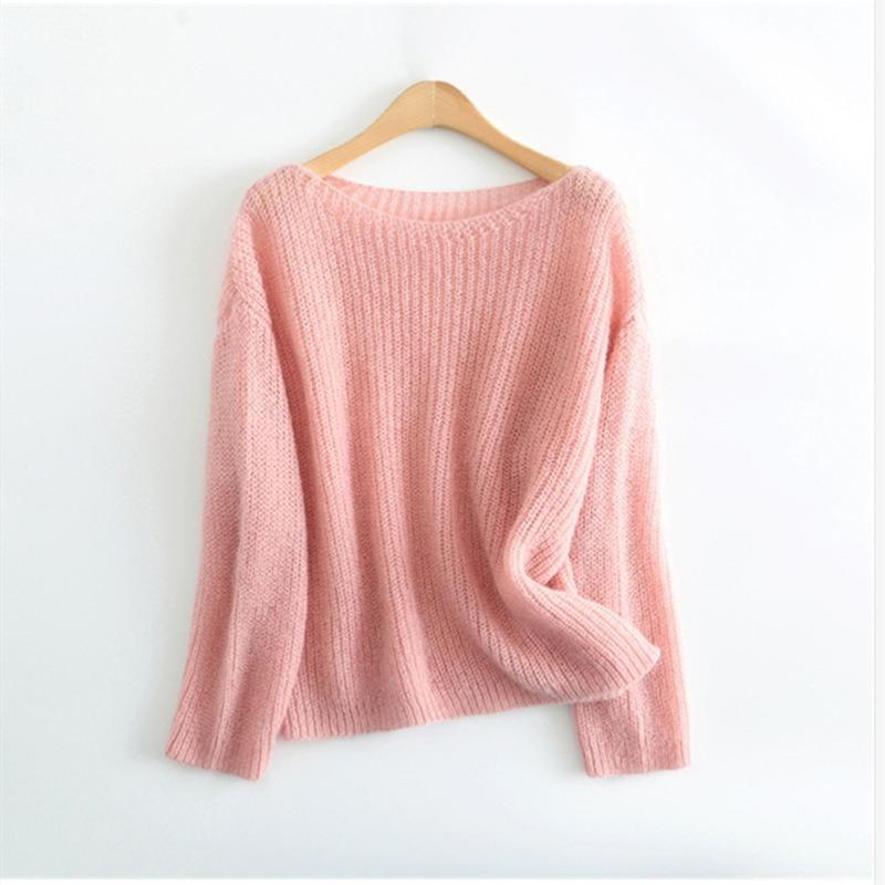 Pulover tricotat moale de primăvară și toamnă Topuri pentru femei Moda largi cu gât rotund Pulovere cu mânecă lungă Pulovere pentru damă Elegant Office Tricotaj pentru damă 26407