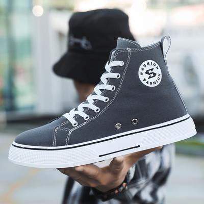 Korean Version Of High-Top Canvas Shoes, Couple Board Shoes Are Trendy And Versatile, Campus Students Retro Lace-Up Retro Shoes For Men