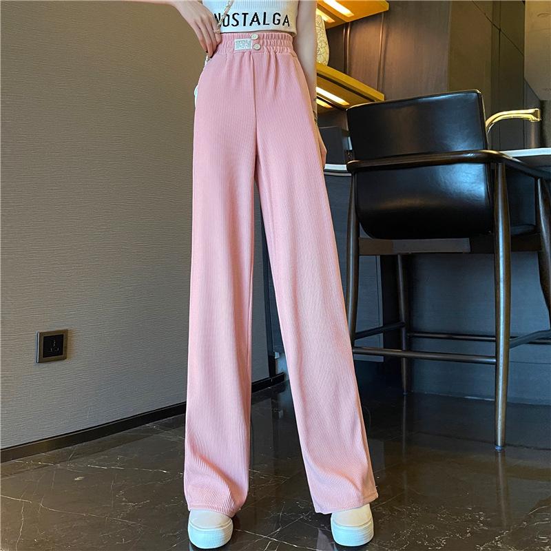 Women's Wide-Leg Drapey Ice Silk Pants, Lightweight and Trendy Loose Fit for Spring and Summer, Small Size.