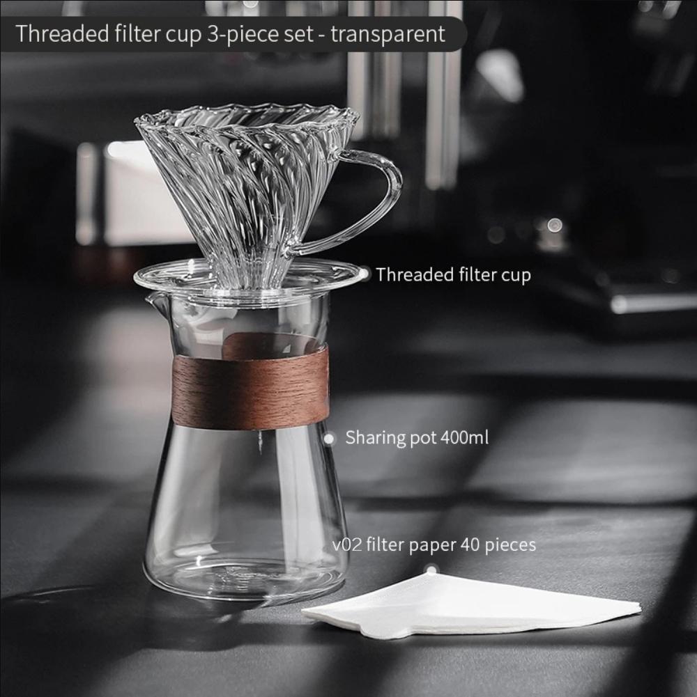 Hand Brewed Coffee Maker Coffee Filter Sharing Pot Set Borosilicate Glass Dripper Set Coffee Server with V02 Coffee Filter