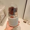 1pc Makeup Brush Holder[Dustproof & Waterproof] 360 Rotating Cosmetics Make Up Brush Organizer Storage with Lid for Vanity