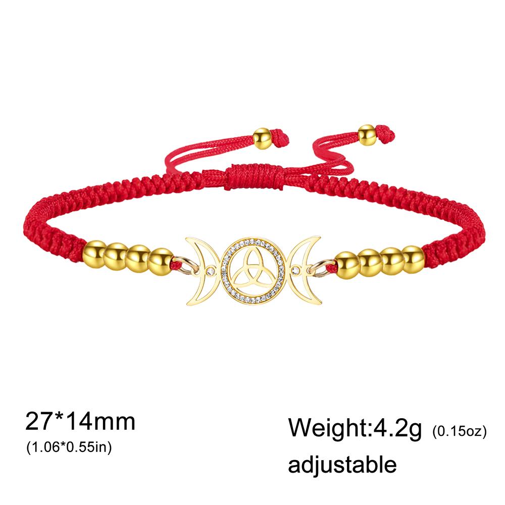 Dawapara Wiccan Triple Moon Trinity Knot Women Adjustable Bracelet Goddess Symbol Good Luck Charm Stainless Steel Jewelry