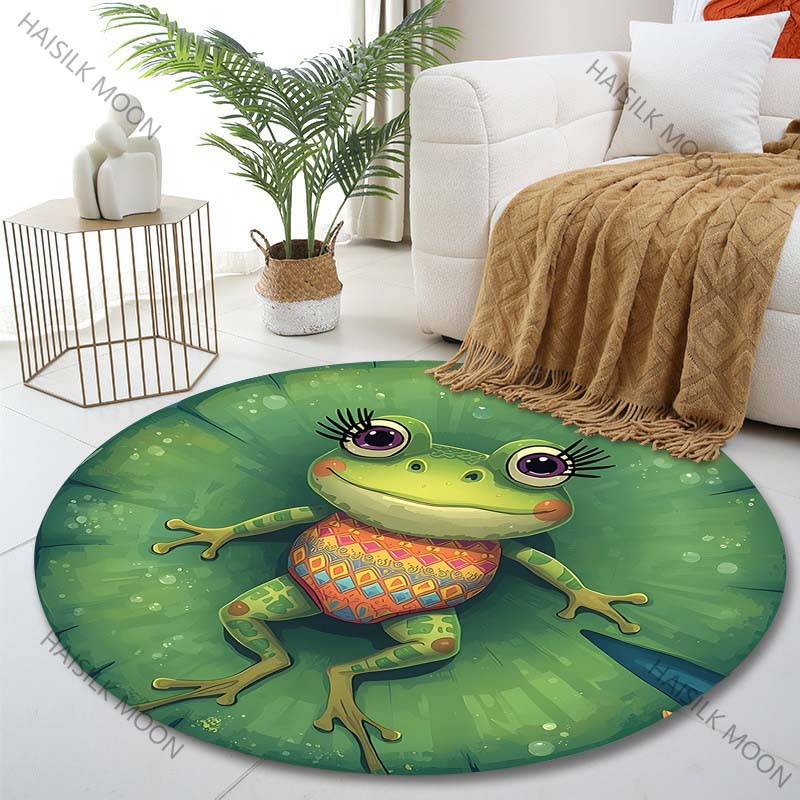 

Multiple sizes Frog in colorful outfit Print Round Carpet Living Room Bedroom Table Chair Sofa Decorative Carpet Luxury gifts Diameter -60cm