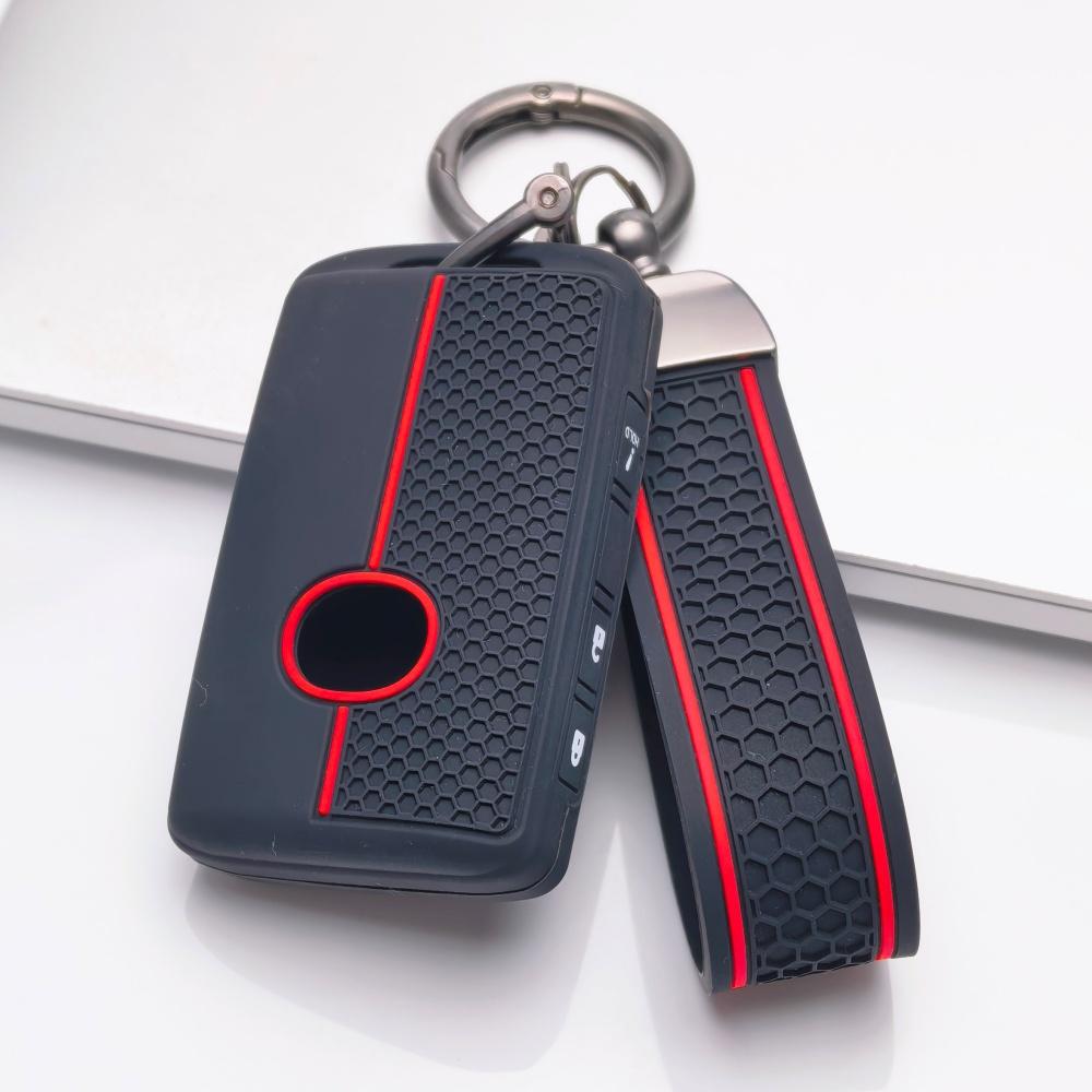 Silicone Key Fob Cover Compatible with Mazda 3 6 CX3 CX5 CX9 MX5 Miata Smart Key with 3 Buttons Lock Unlock and Hold Panic Function Soft Protective