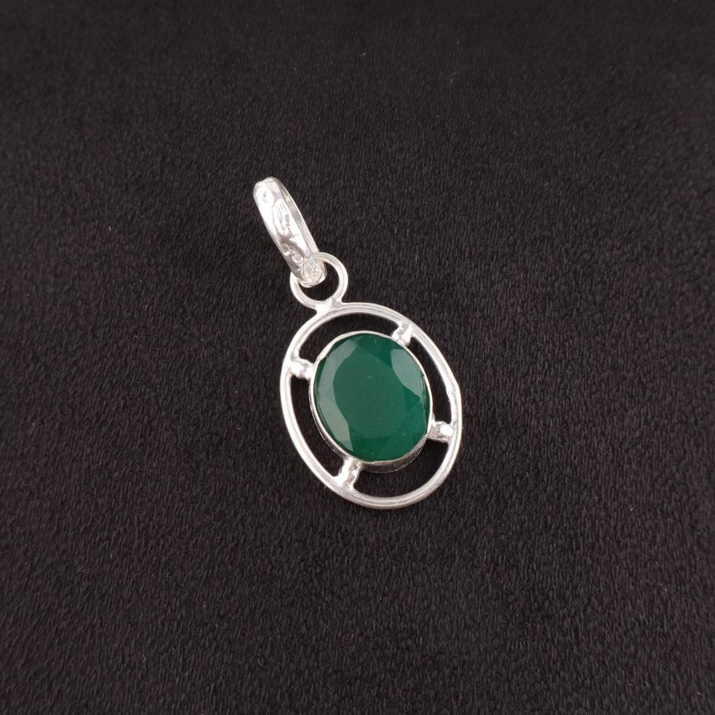 Green Onyx Gemstone 925 Sterling Silver Jewelry Handmade Stylish Pendant For Her PP-6-16