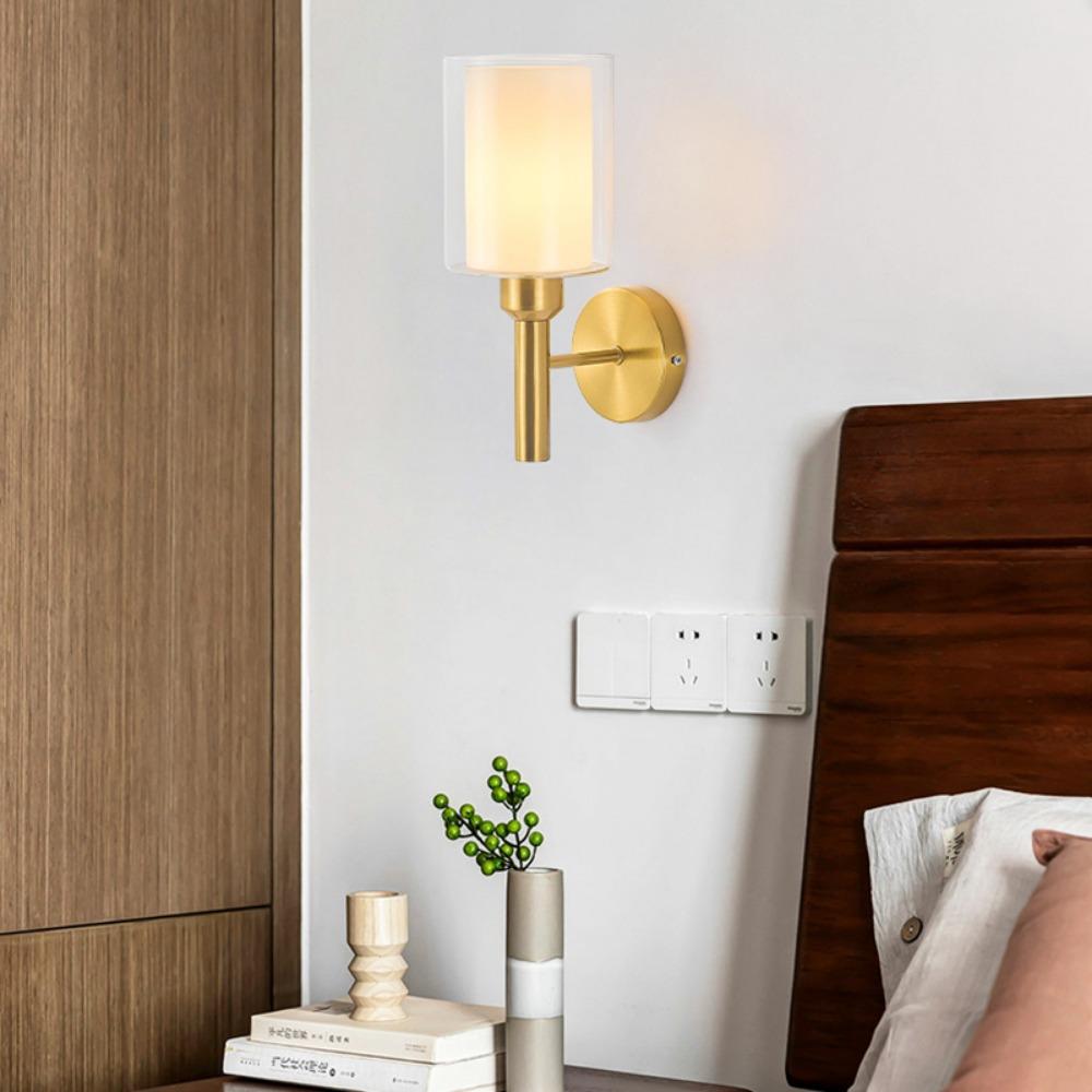 Modern Metal Wall Lamp Antique Funnel Glass Shade Wall Sconce Light Fixtures Loft Bedroom Bathroom Bedside Mirror Lighting