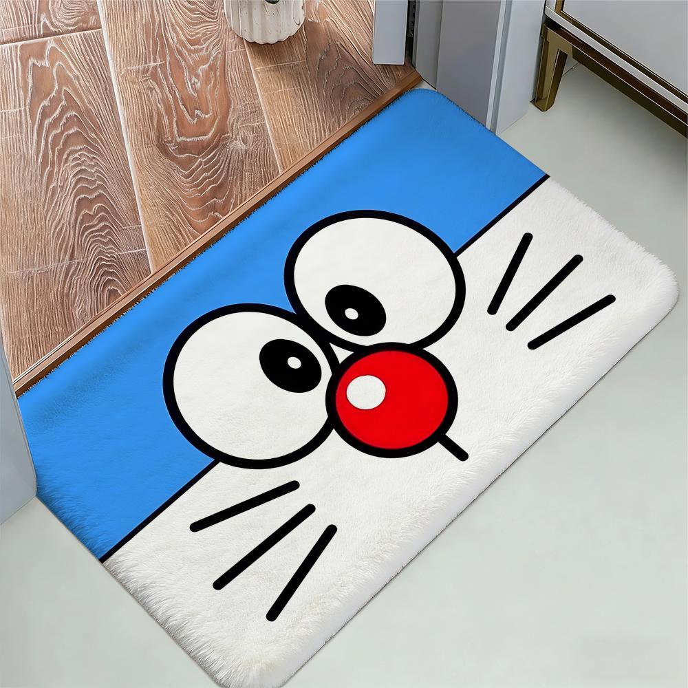 Kwaii Anime D-DoraemonS Floor Mat Cozy Flannel Soft Thick Non-Slip Mat For Living Room Bedroom Kitchen Decor Rugs