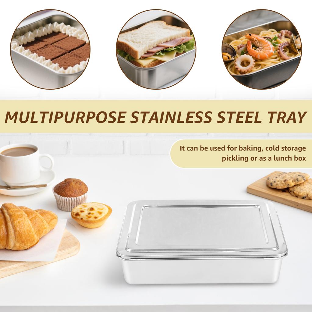 Stainless Steel Bread Loaf Pan with Lid Cake Mould Rectangle Loaf Pan Multipurpose Baking Bakeware for Baking Bread Party