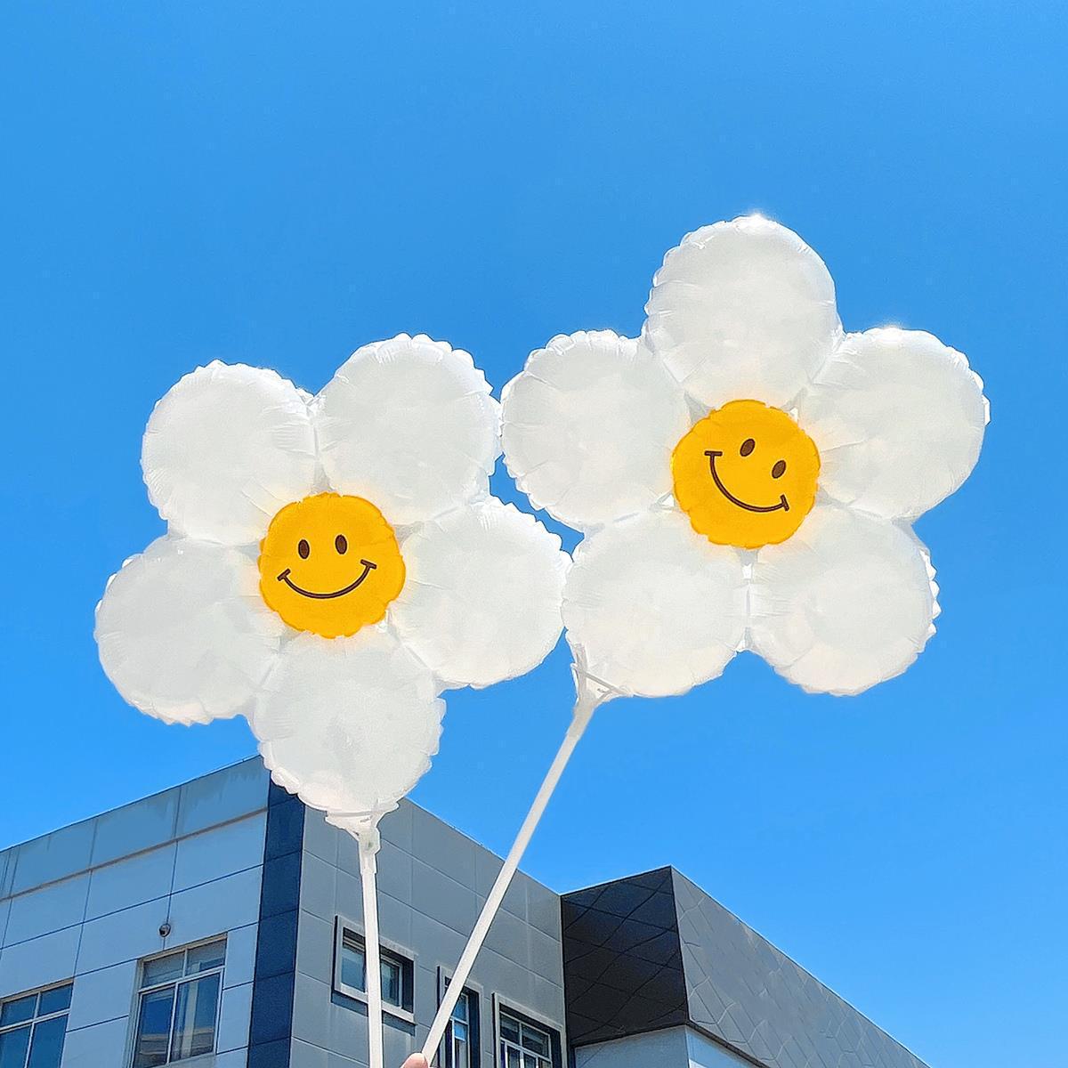 Daisy Smiley Face Aluminum Balloon for Baby Birthday, Number Photo, and Floral Decoration.