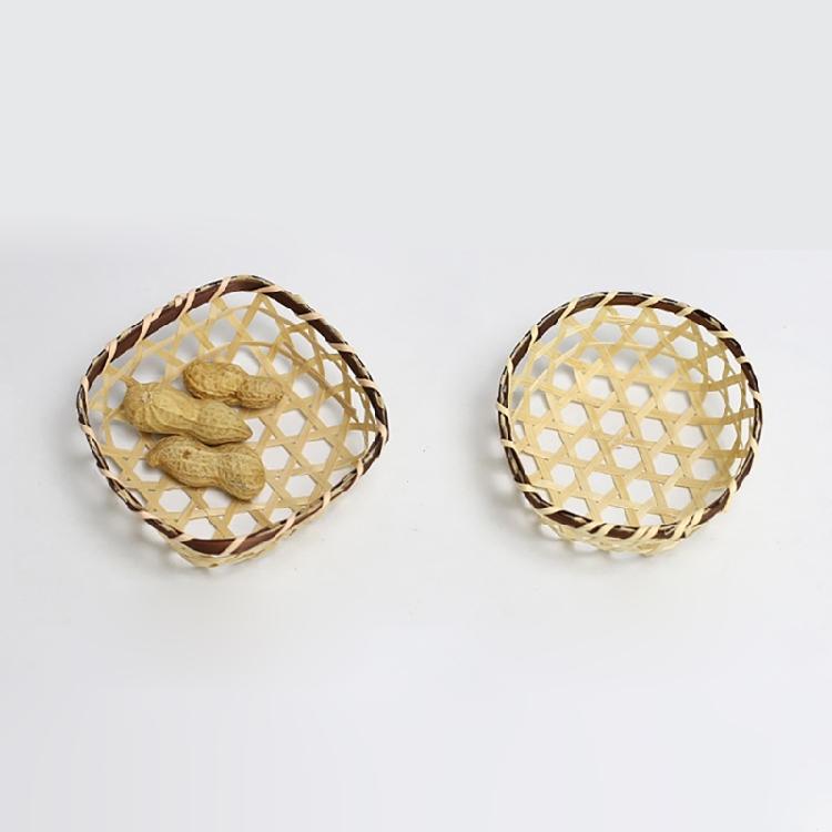 Set Of 2 Miniature Bamboos Baskets for Elegant Table Decoration Household Handmade Woven Tray Small Decorative Basket