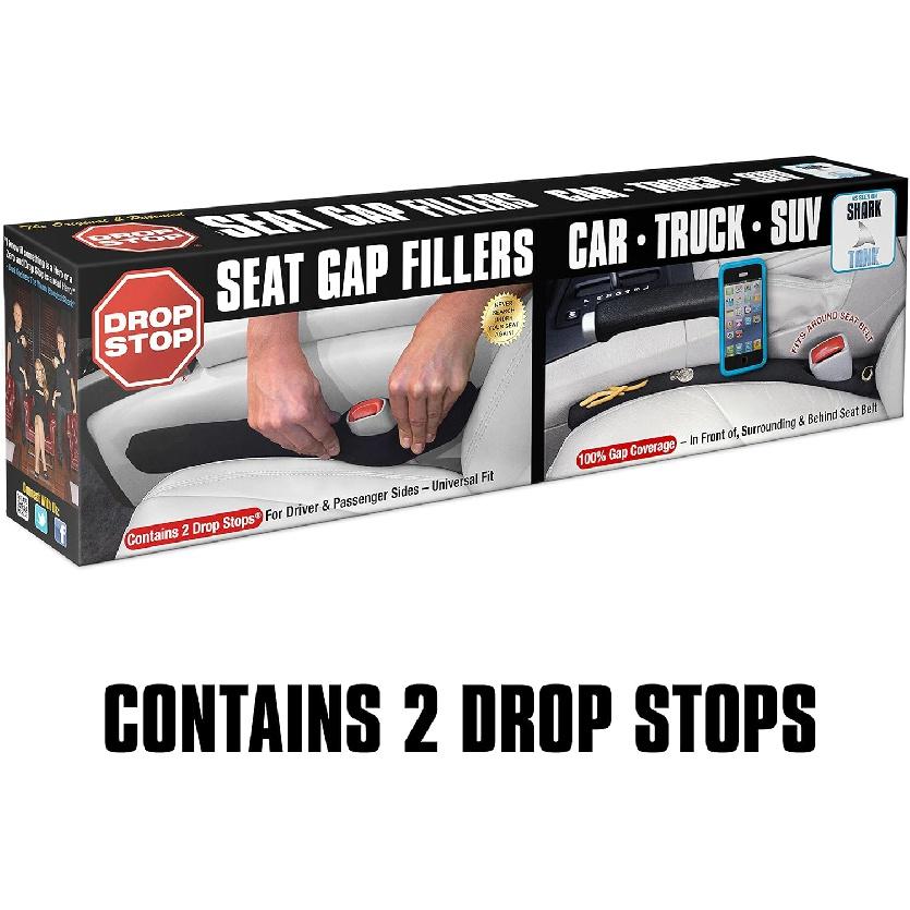 Drop Stop - The Original Patented Car Seat Gap Filler (As Seen On Shark Tank) - Between Seats Console Organizer, Set of 2 and Slide Free Pad and