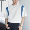 Men Round Neck Short Sleeve Patchwork Oversized T-Shirts Tops