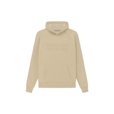 Fear of God Essentials Fleecová mikina s kapucí SS23 s pískovým potiskem loga Pánské topy Bílá FOG-SS23-004