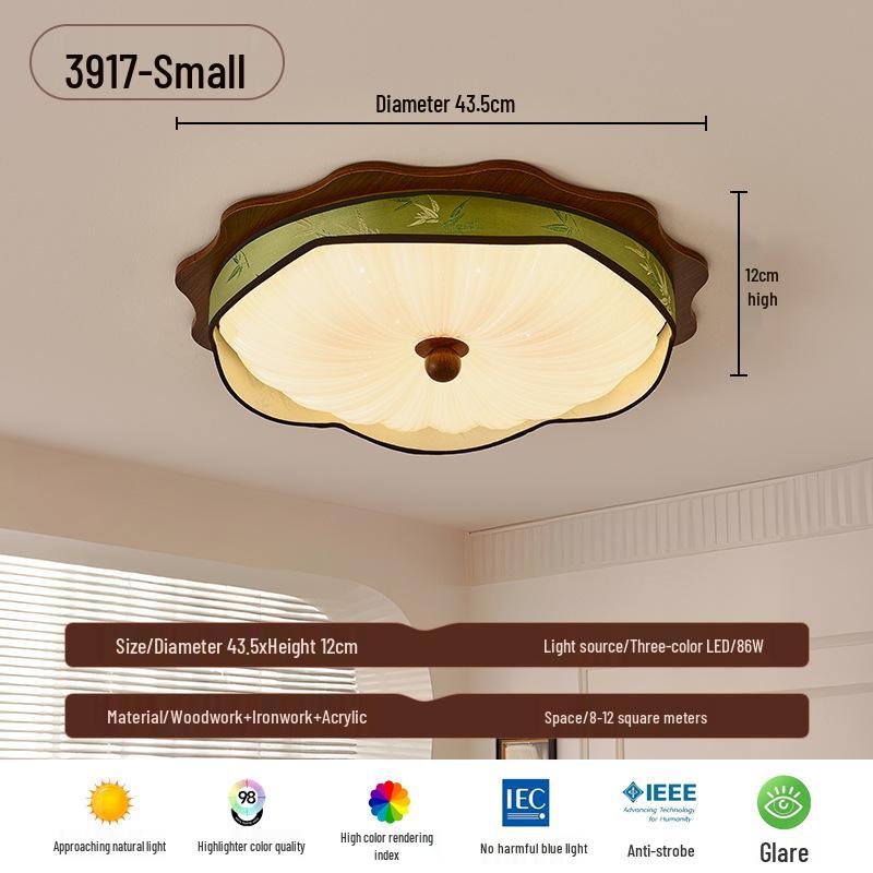 Vintage Walnut Wabi-Sabi Style Ceiling Light for Bedroom or Children's Room