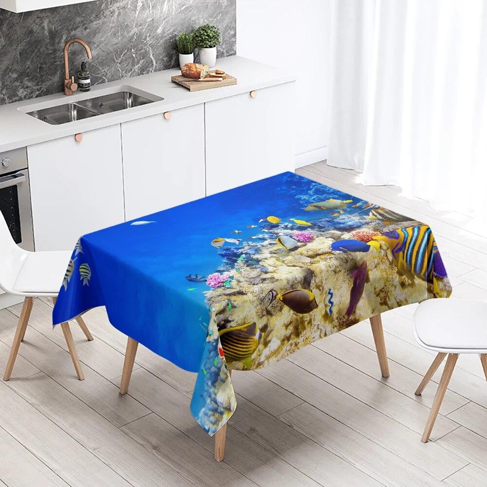 

Милая скатерть с дельфином, подводный мир, морская жизнь, вечерние украшения для ресторана, водонепроницаемый домашний стол 40x70cm
