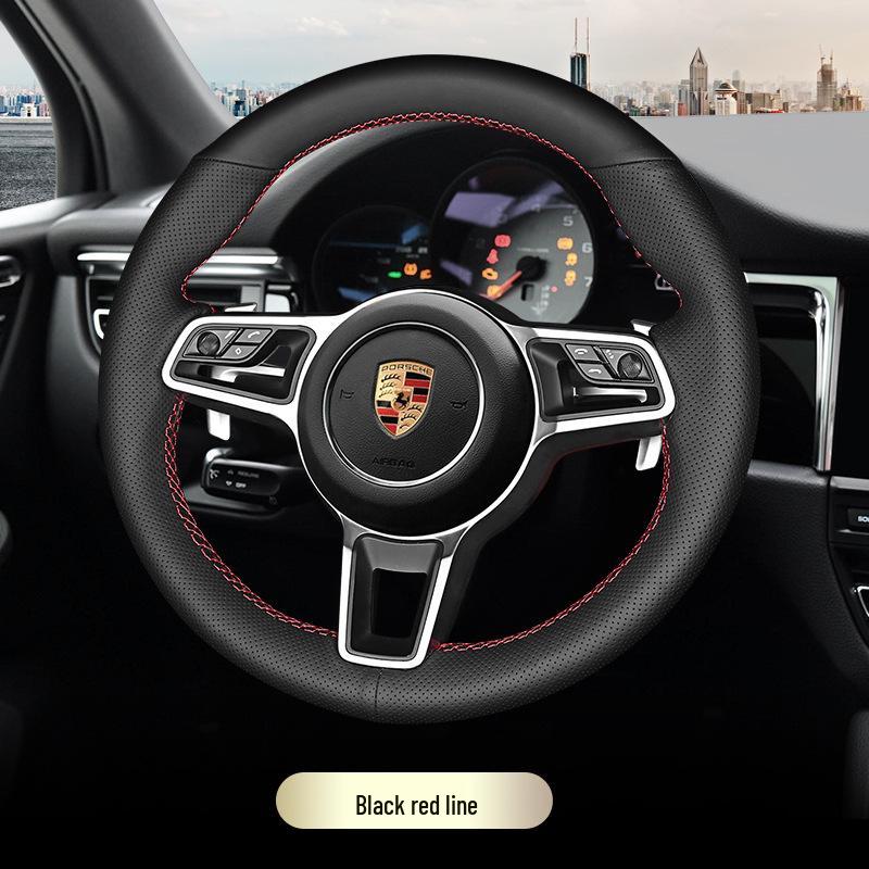 Porsche Macan & Panamera 718 Leather Anti-Slip Steering Wheel Cover, Hand-Stitched. Specify Model Year and Configuration