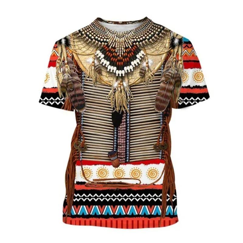 Ethnic Style 3D Printed T-shirts, Men's and Women's Streetwear, Daily Fashionable Oversized Short Sleeved T-shirt Tops