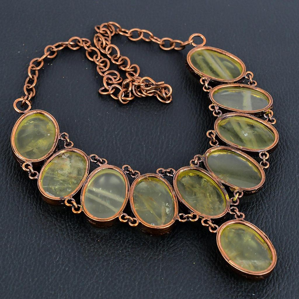 Flourite Copper Electroformed Necklace with Adjustable Chain, Handmade Gemstone Jewelry Necklace For Memorial Day