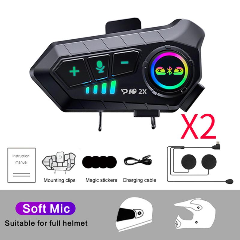 Interfono per casco da moto YP10 Bluetooth 5.3 Auricolare 300M Intercomunicador Comunicazione di guida Interfono wireless Lettore musicale impermeabile Auricolare