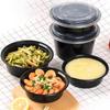 Disposable Round Black Food Container with Lid