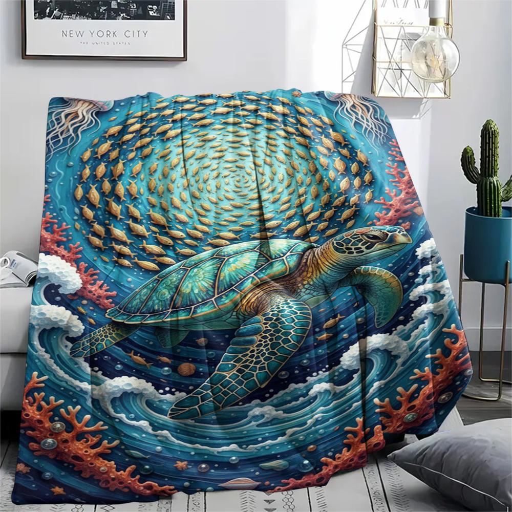 Marine Life Print Flannel Blanket,High Quality Comfortable for All Seasons,Home Decor,Warmth and Comfort,Perfect for Christmas Gifts