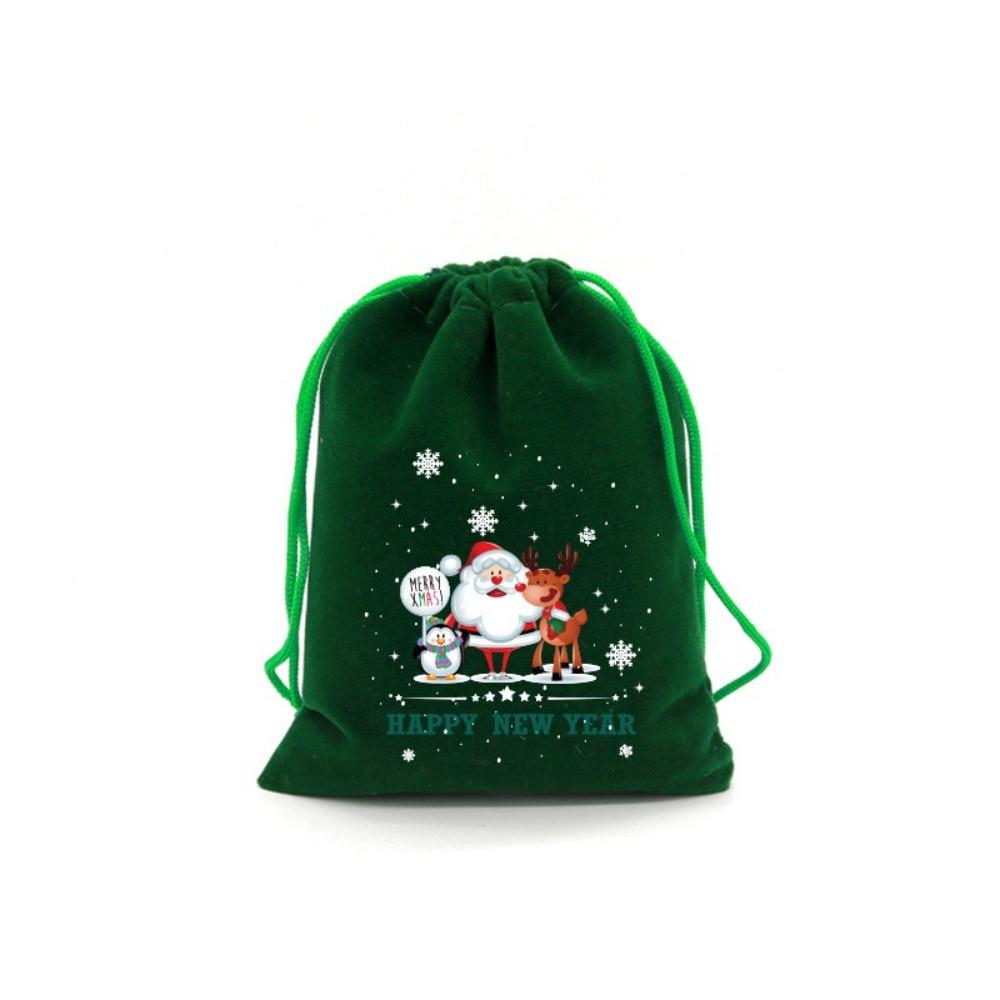 5PCS Green Christmas Velvet Bags Bracelet Jewelry Storage Jewelry Packaging Bag  For Christmas