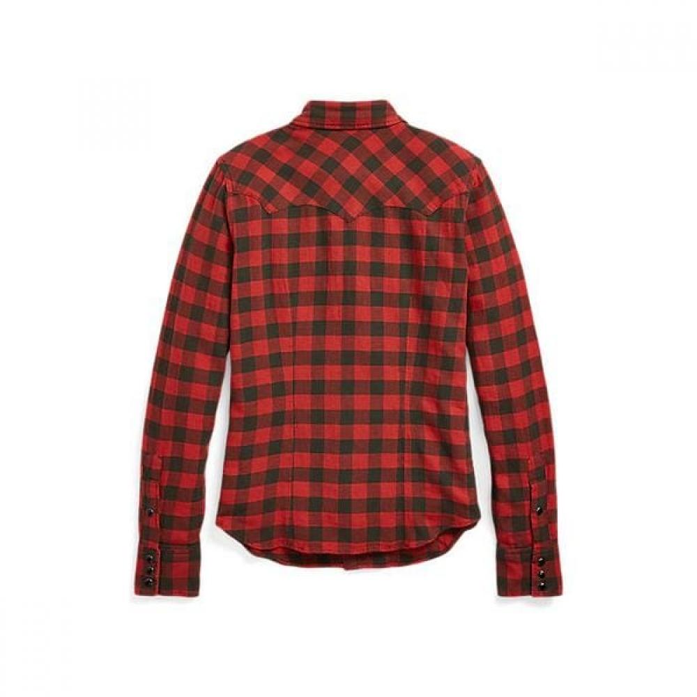 Ralph Lauren Western Shirt Plaid Cotton Linen Wmrrshtn6820060600