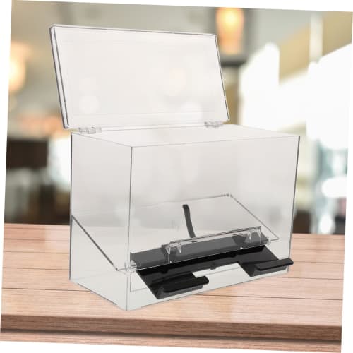 Cabilock Coffee Dispenser Self-Dispensing Straw Box, Clear Acrylic Straw Holder, Bar Accessories, Counter Organizer, Clear Plastic Pencil Holder