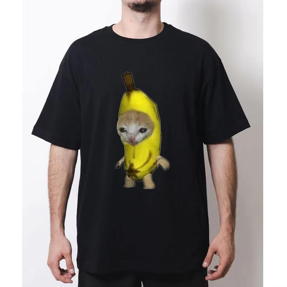 2026 Banana Cat Meme T-shirt Woman Man Casual Cotton S Adult Streetwear Tops Tee Clothes
