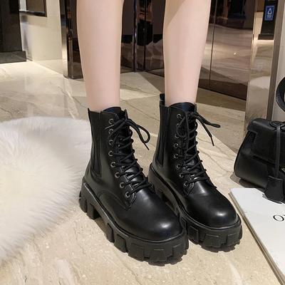 Nieuwe Stijl Modieus en Veelzijdig Temperament Dames Enkellaarsjes Dikgezoolde Schoenen met Ronde Neus