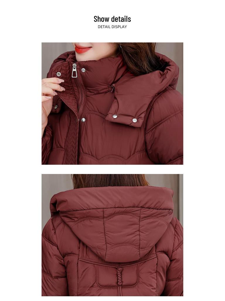 2025 Winter Women's Plus-Size Mid-Length Cotton Jacket - Warm and Fashionable for Mothers