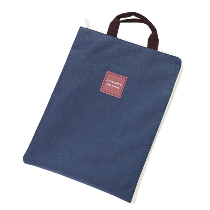 Zipper Pouch Document Holders for Offices Home School Travel Zipper File Bag A4 Canvas Document Bag Dustproof Folders темно-синий