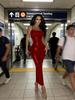 2025 New Year's Red Shiny Bodycon Slip Dress - Elegant Formal Gown for Valentine's Date